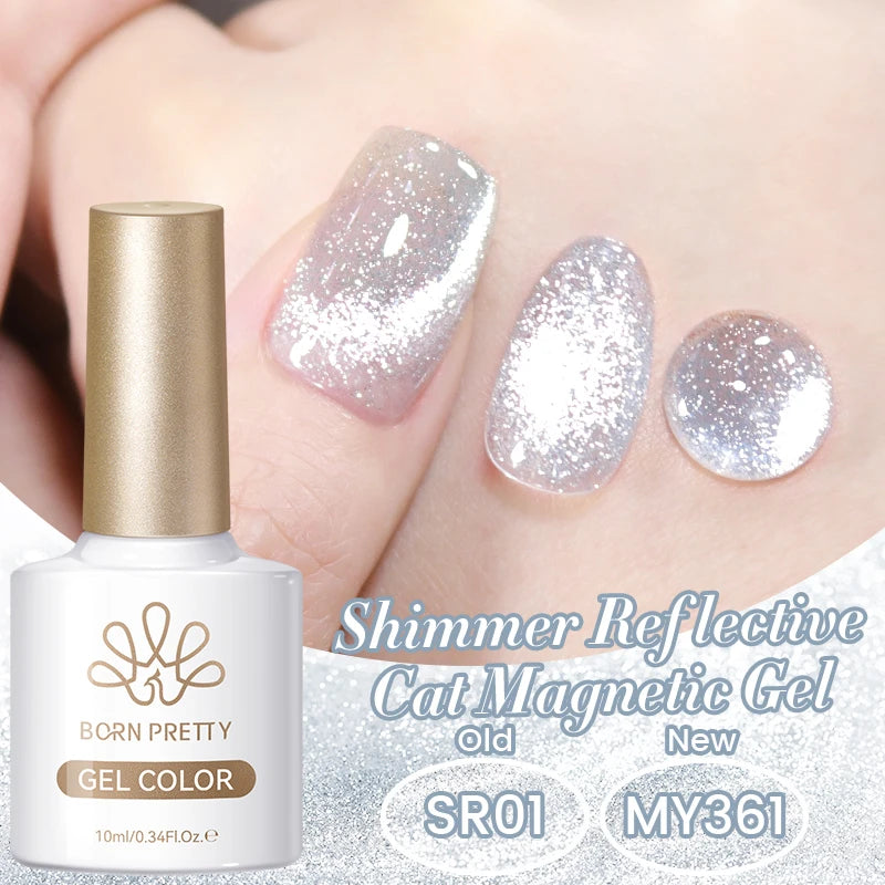 BORN PRETTY 10ml Silver Water Light Cat Magnetic Gel Nail Polish Nail Supplies Vernis Semi Permanent Gel for Fall Winter Nails