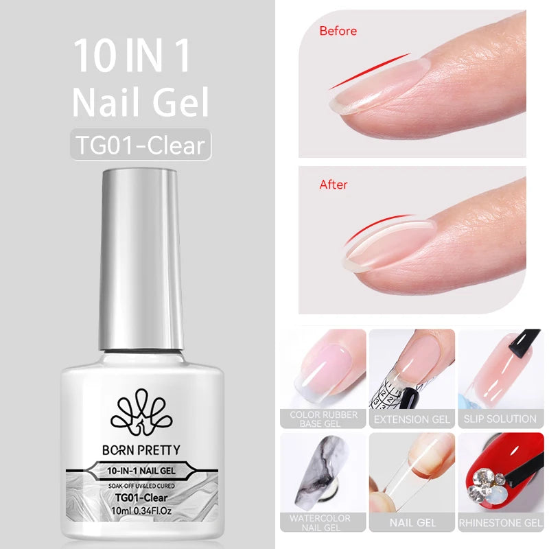 BORN PRETTY 10ml Clear Blooms Gel Polish UV LED Soak Off Nail Art Polish for Spreading Effect Marble Nail Polish Gel Painting