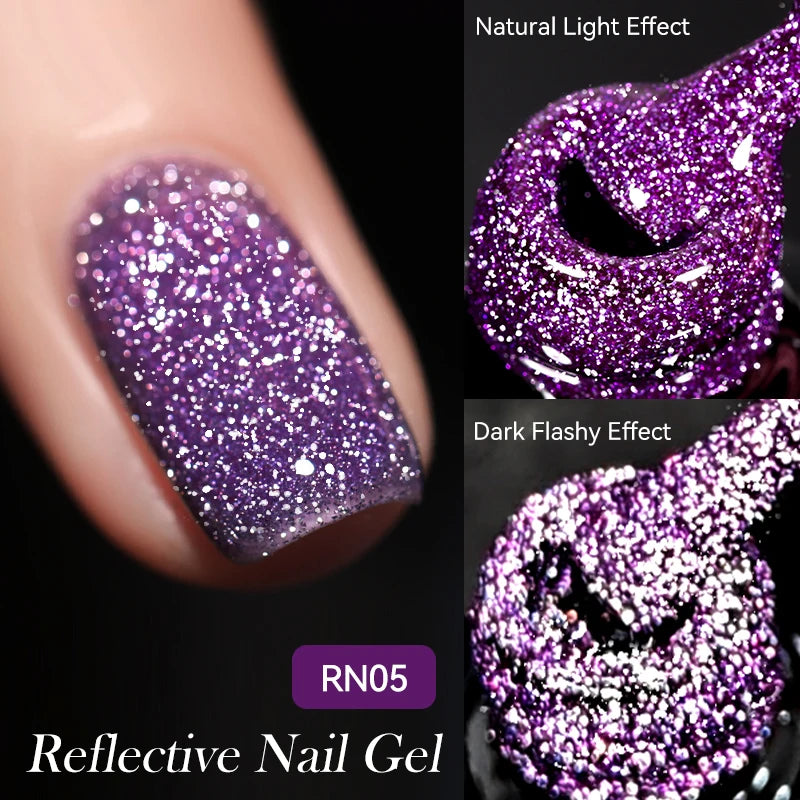 LILYCUTE 7ML Black Silver Red Reflective Glitter Gel Nail Polish Sparkling French Soak Off Long Lasting Manicure Nails Art Gel