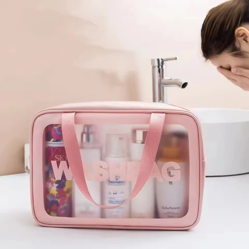 Portable Travel Wash Bag Female Transparent Waterproof Makeup Storage Pouch Large Capacity Cosmetic Organizer Beauty Women Case