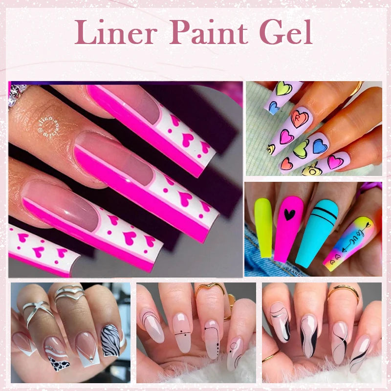LILYCUTE 5ml Super Bright Metallic Painting Liner Gel Nail Polish UV LED Painting Gel Nail Art Drawing Stripe Pull Line UV Gel