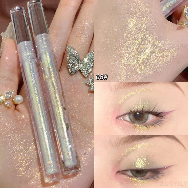 1pc Liquid Eyeshadow Super Shine Pink Pearlescent Glitter Eyeliner Long Lasting Waterproof Eye Shadow Glitter Party Eye Makeup