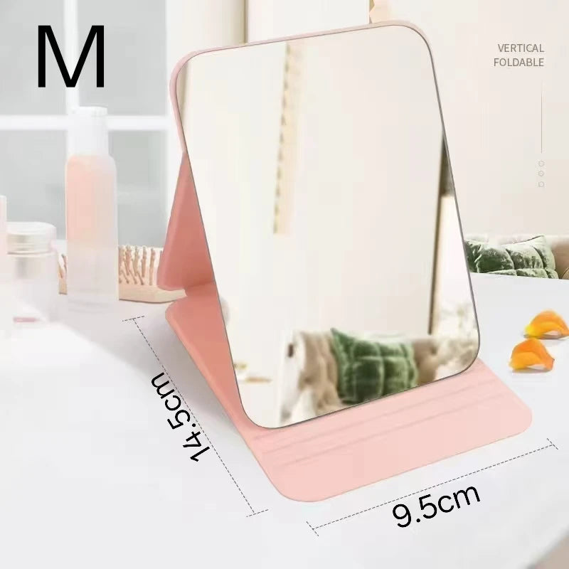 1PC Portable Compact Folding Makeup Mirror - Desktop Size, Suitable for Student Dormitories, Homes, with Storage Function