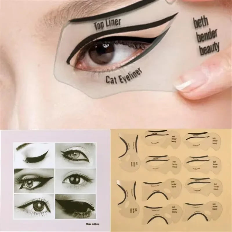 10-Piece Professional Eye Makeup Stencil Set - Reusable Guide Cards for Winged Eyeliner, Eyeshadow Blending, Cut Crease, and Bro