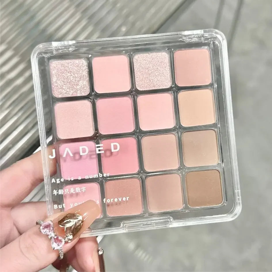 16 Colors Matte Eyeshadow New Square Eyeshadow Palette Matte Pearl Sequins Blush Eyeshadow Brighten Complexion