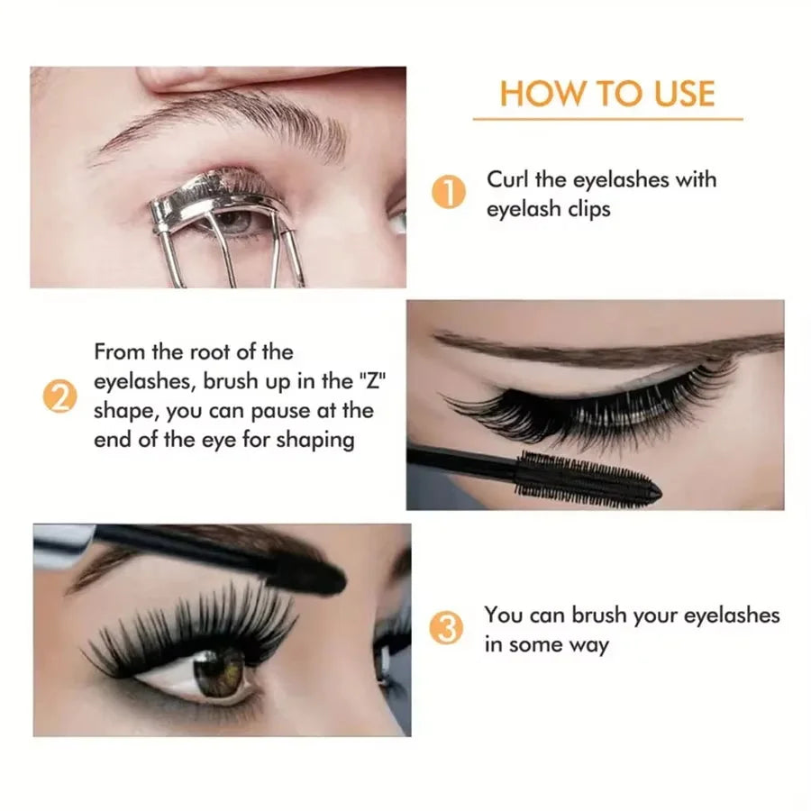 3D Waterproof Mascara - Black Volume & Lengthening Hyper-Curl