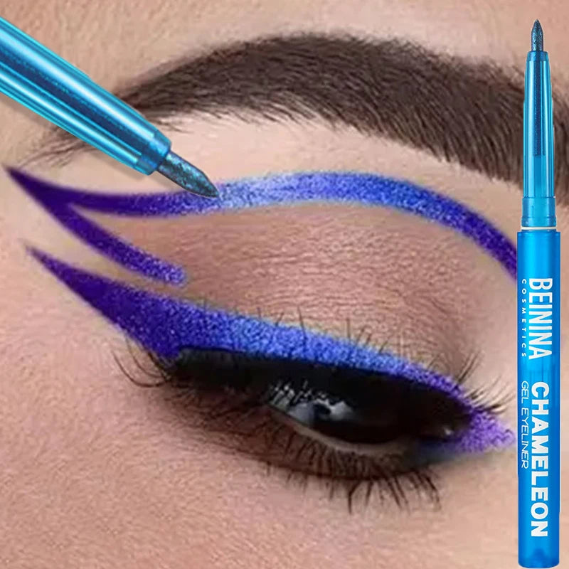 Shiny Chameleon Metallic Blue Eyeliner Gel Pen Eyeshadow Multicolor Eye Liner Pearlescent Polarized Glitter Eyes Pigment Makeup