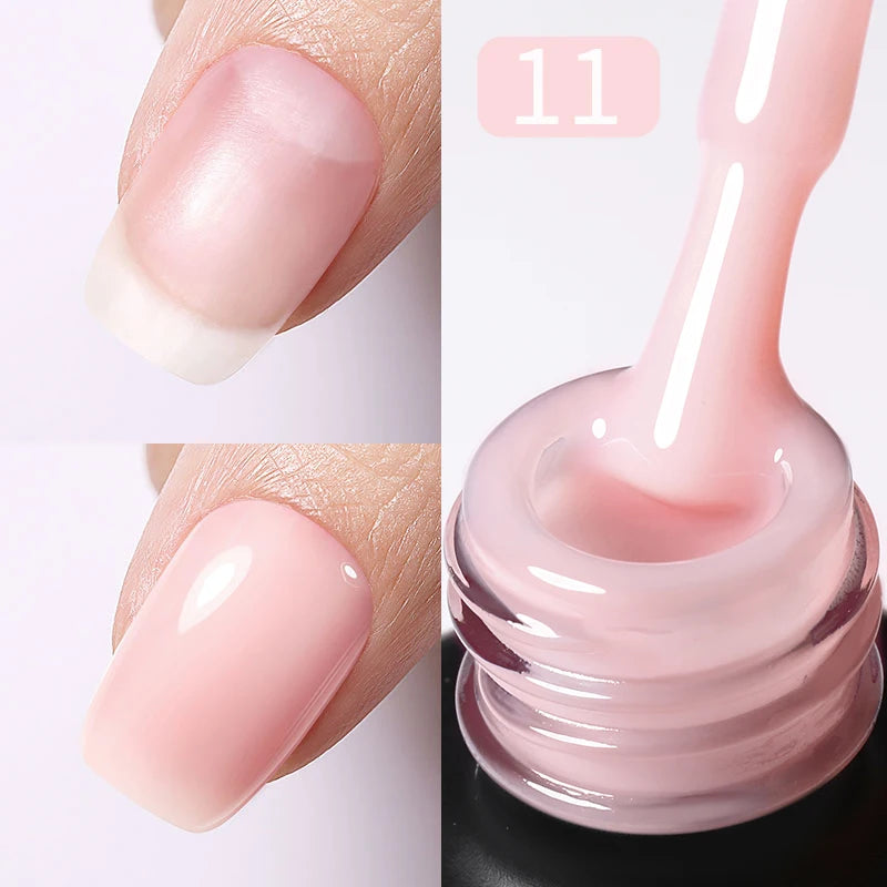 BORN PRETTY 15ml Jelly Nude Rubber Base Gel Natural Milky White Clear Semi permanent Self-Leveling Soak Off UV LED Gel Varnish
