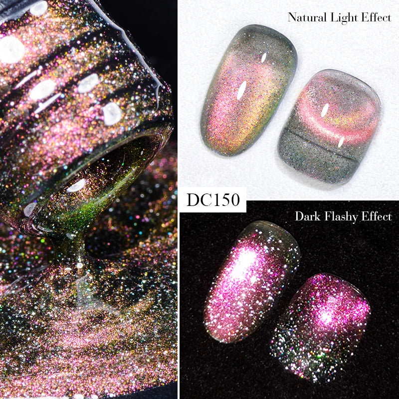 7ML Ice Transparent Glass Bead Moonlight Cat Eye Magnet Gel Nail Polish Jelly Ultra Shine Glitter Semi Permanent Soak Off UV Gel