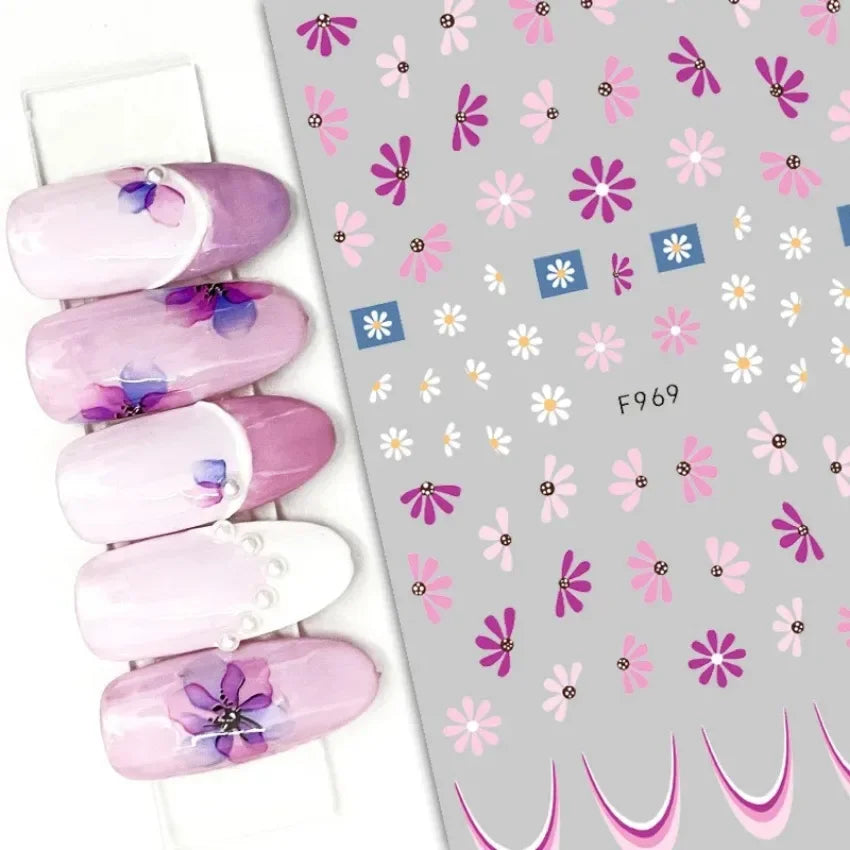 Elegant Butterfly Nail Manicure Stickers Blue Butterflies Leopard Retro Flowers Adhesive Decal Wedding Charm Manicure Tips
