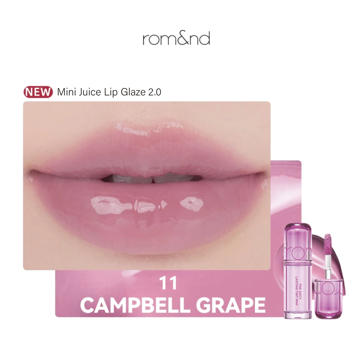 rom&nd THE JUICY LASTING TINT MINI,Juicy Glossy Texture,Lightweight Non-Sticky,Portable Design,Glamour,K-Beauty,Korean Makeup
