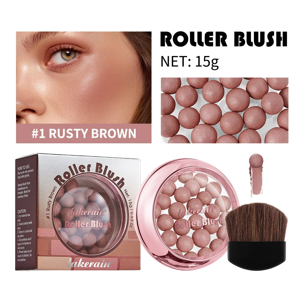 Lakerain ROLLER BLUSH Ball Blush Spherical Blush Pink Pearl Blush Delicate Brightening Female Exquisite Cosmetics