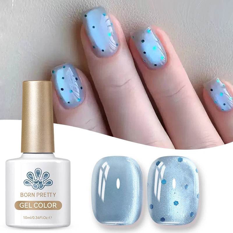 BORN PRETTY 10ml Fruit Purple Grape Cat Magnetic Gel Nail Polish 2025 New Whitening Guava Glass Beads Varnish Nail Supplies