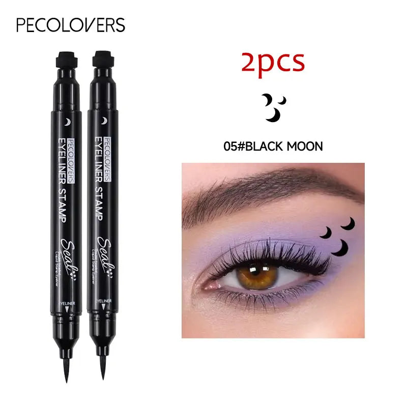 2-in-1 Star & Moon Stamp Liquid Eyeliner - Black Waterproof