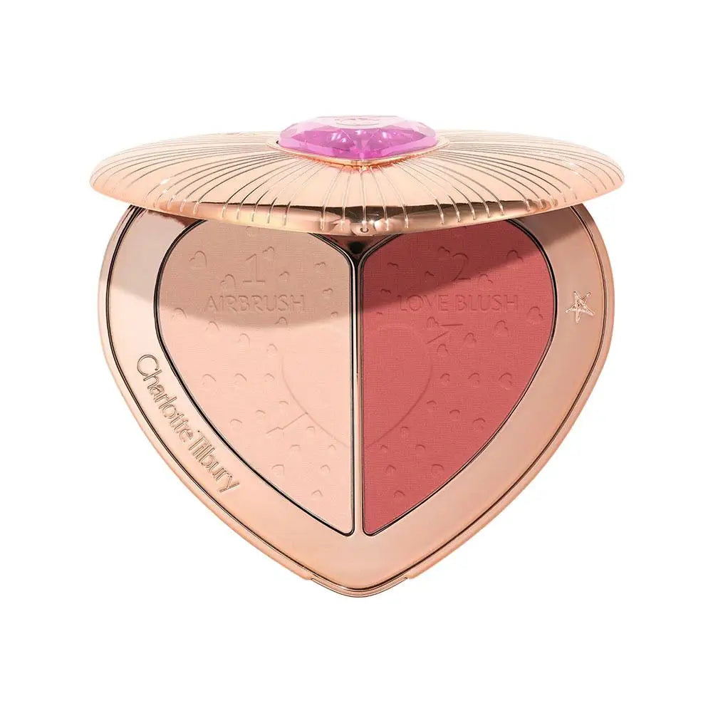 C/T Two Tone Heart Blush Lasting Beauty Makeup Natural Flawless Bright Powder Smooth Look Multi Purpose Rouge 13g