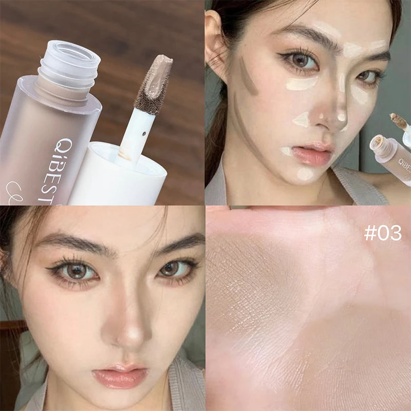 QIBEST Liquid Contour Highlighter Multi-purpose Blush Cream Matte Face Blusher Cheek Tint Bronze Contouring Makeup For Women