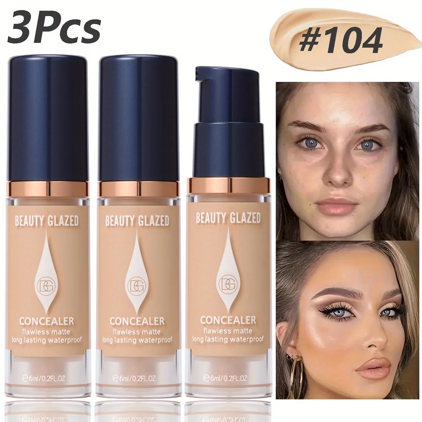 3Pcs/Set Full Coverage Concealer Foundation Long Lasting Waterproof Matte Finish Dark Spots Tattoos Travel Size Cosmetics