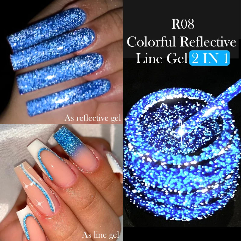 LILYCUTE 5ml Super Bright Metallic Painting Liner Gel Nail Polish UV LED Painting Gel Nail Art Drawing Stripe Pull Line UV Gel
