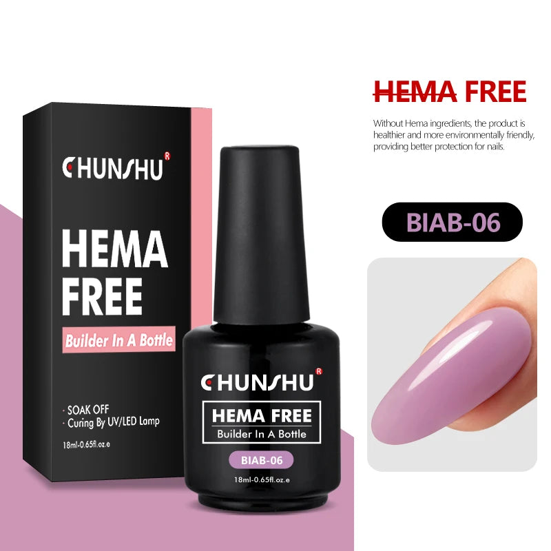 CHUNSHU Hema FREE Construction UV Gel 18ml Builder Nail Gel In A Bottle Semi Permanent Thick Rubber Base Gel Extension Nails Art