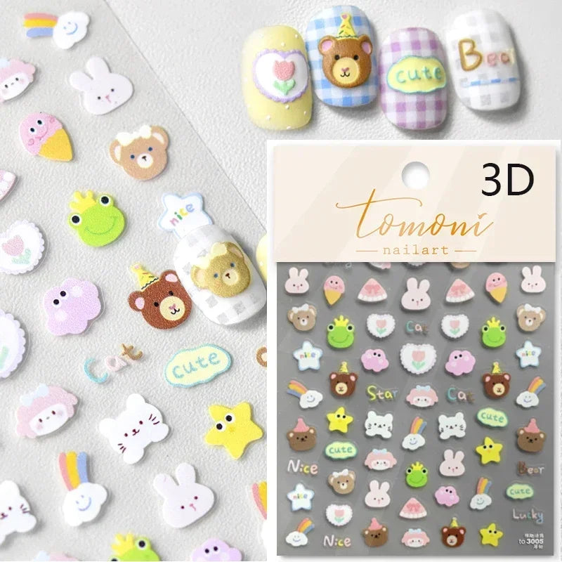 Cute Cat Eye Fishbone Animals Leopard Cat Ginger Cat Kitten Exclamation Point Paw Self Adhesive Nail Art Sticker Manicure Decals