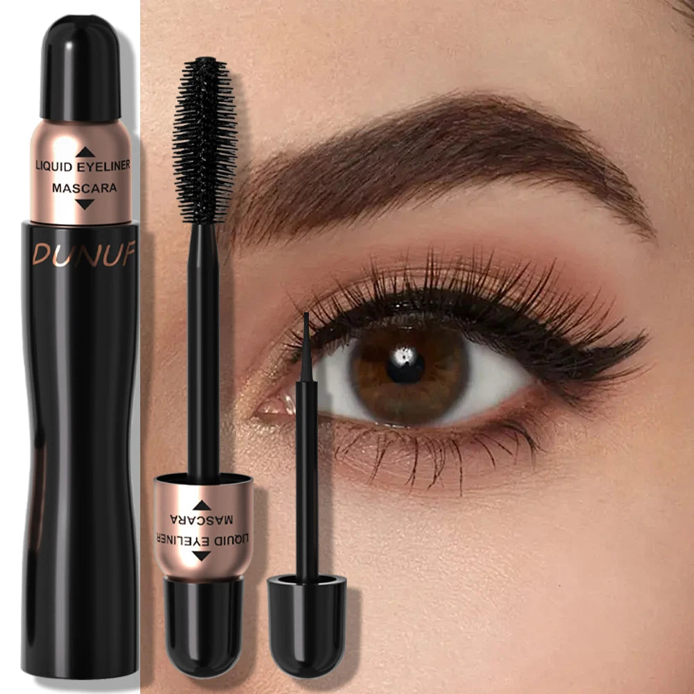 DUNUF 2-in-1 Waterproof Mascara and Eyeliner - Black