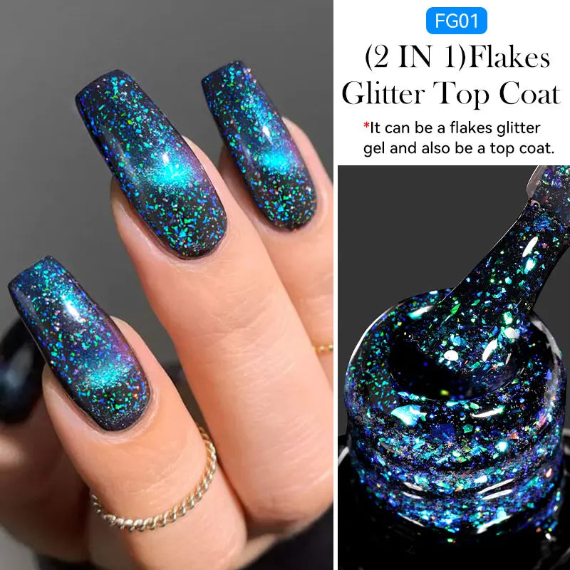 LILYCUTE 7ML Black Silver Red Reflective Glitter Gel Nail Polish Sparkling French Soak Off Long Lasting Manicure Nails Art Gel