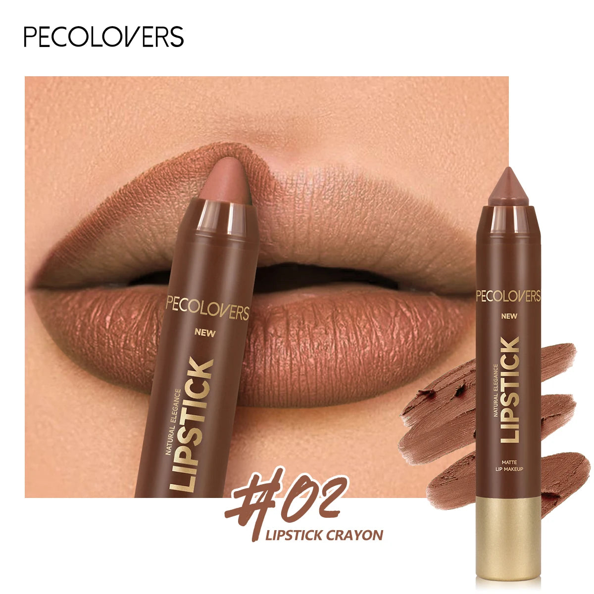 Multi-Color Matte Lipstick Crayon, Long-Lasting & Natural Effect Crayon, for Brown Tone, Matte Finish & High Pigmented