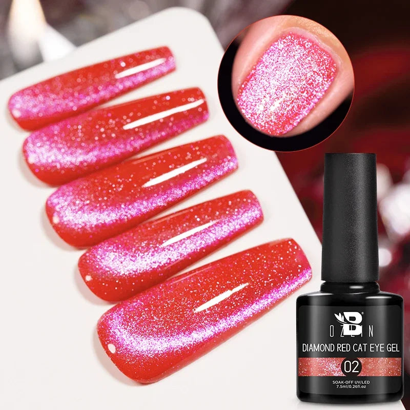 AWStorG 7.5ml Golden Gradient Cat Eye Nail Polish Gel Phototherapeutic Gel Soak Off Nail Magnetic Gel Polish Nail Art DlY