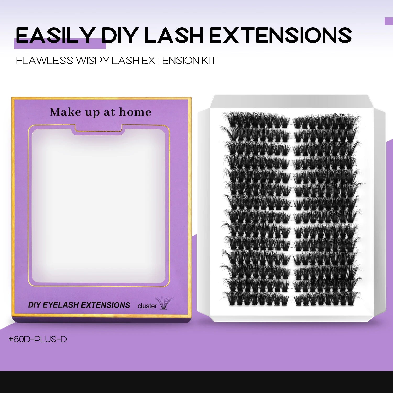 GROINNEYA DIY Eyelash Extension Kit Lashes Clusters Set Mix Eyelashes Full Set With Lash Bond&Seal and Eyelash Tweezers Makeup