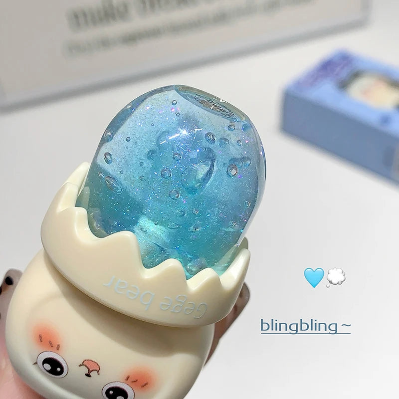 Gege Bear Cute Fruit-Flavored Lip Oil, Can be Key Pendant, Hydrating & Moisturizing Lip Balm for Lipstick Base, Reduces Lip Line