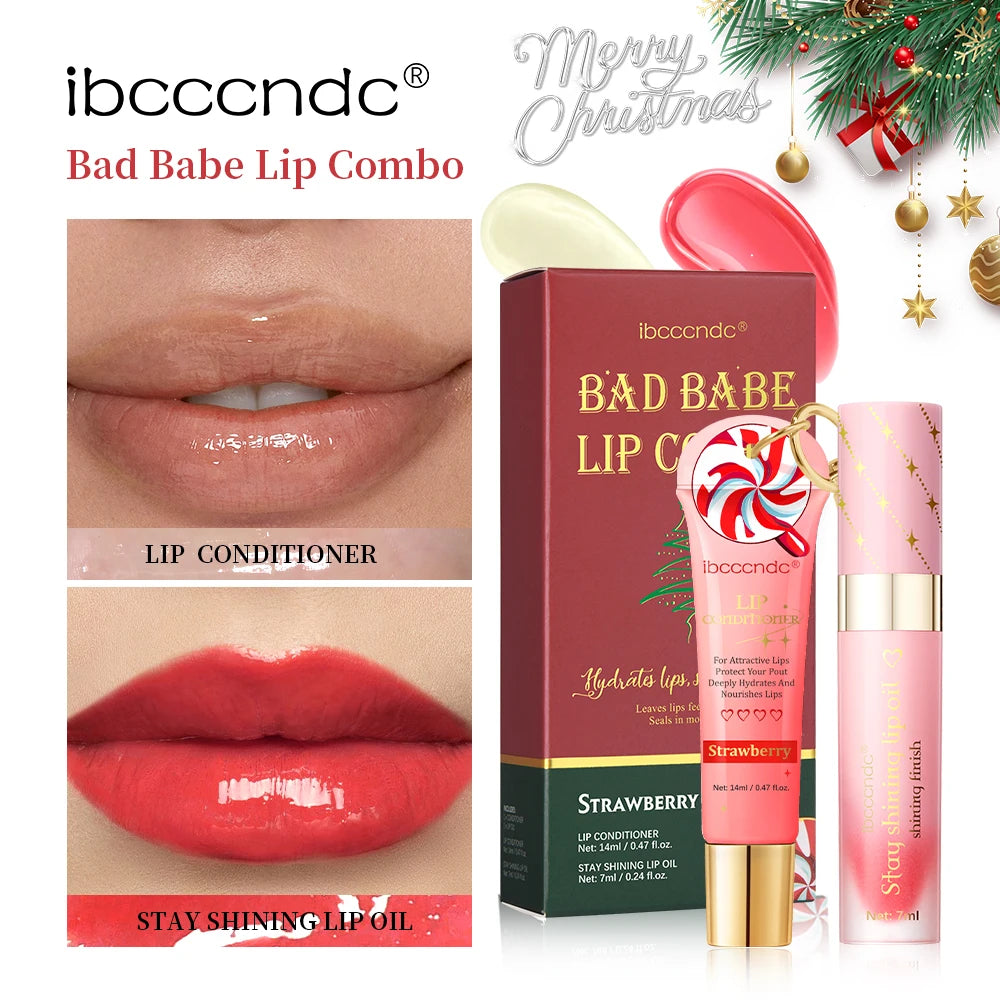 Lip Oil Lip Stain Set Glossy Clear Lip Gel Hydrating Moisturizing Long-lasting Lip Gloss Women Lips Skin Care Cosmetic Makeup