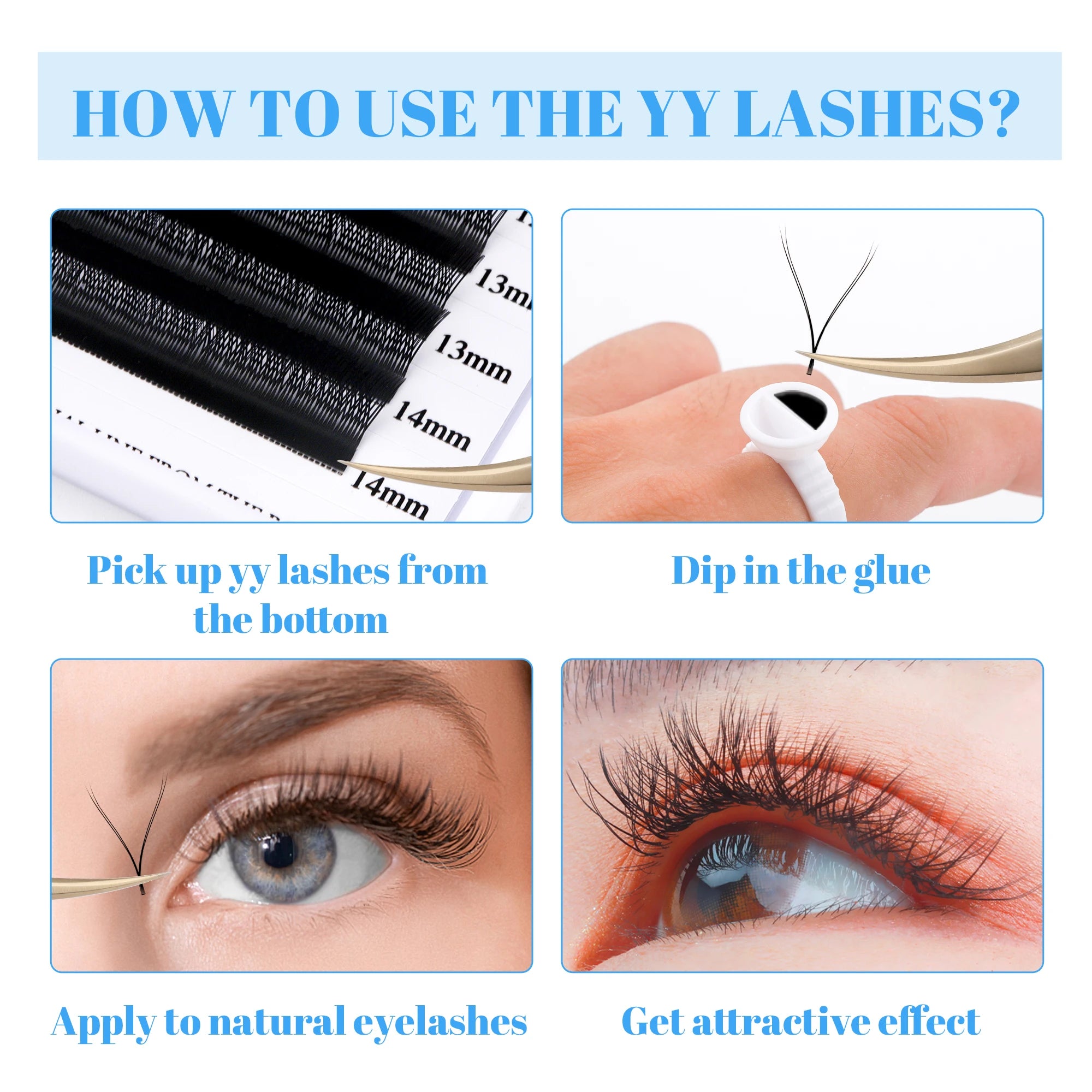 Gemerry YY Shaped Eyelash 3D 4D 5D 6D 8D Premade Fans Eyelash Extension W Shape Brazilian Volume Bloom Lashes Salons Makeup