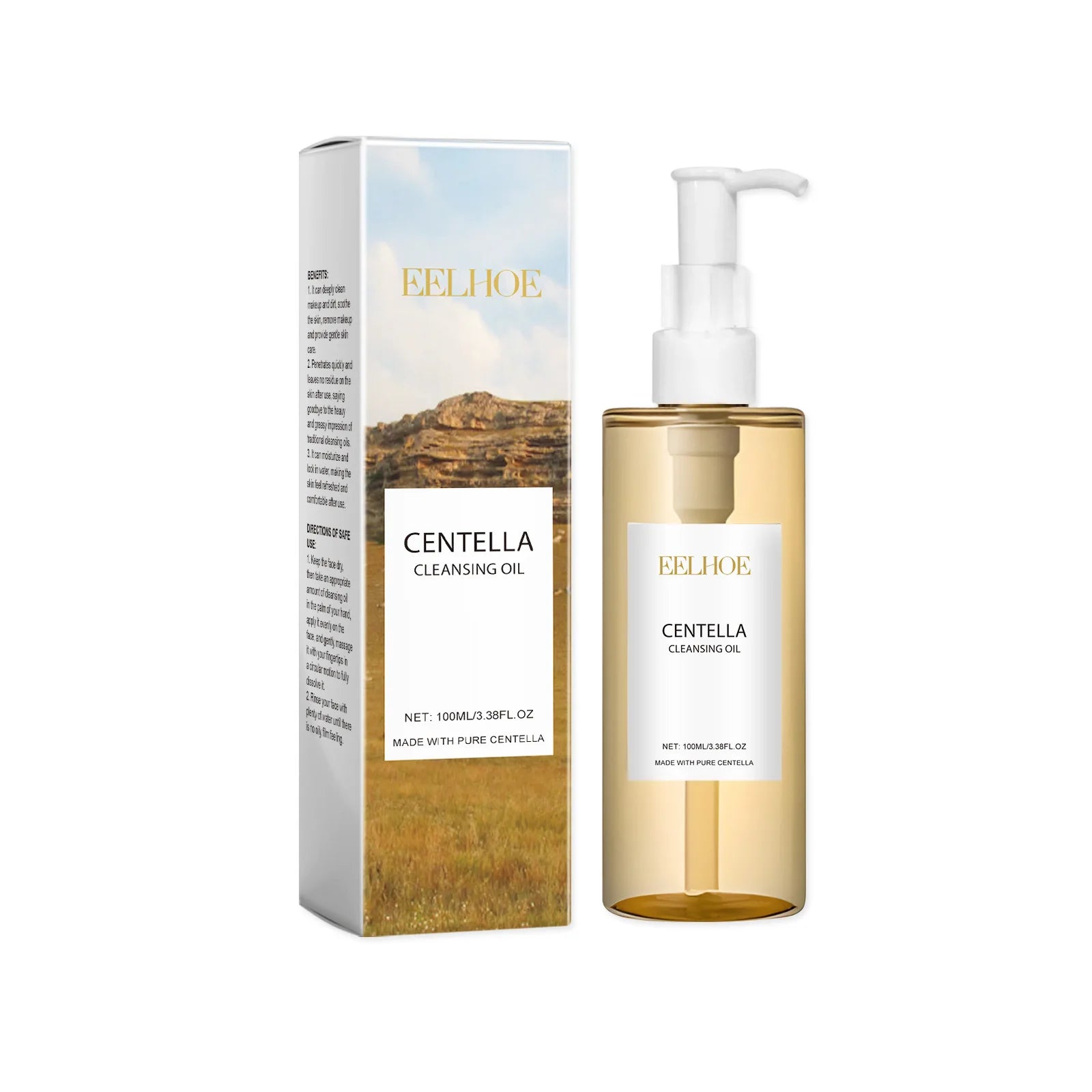 EELHOE Facial Cleansing Oil Centella Asiatica Skin Care for Sensitive Skin Barrier Repair Deep Skin Cleansing Makeup Remover Oil