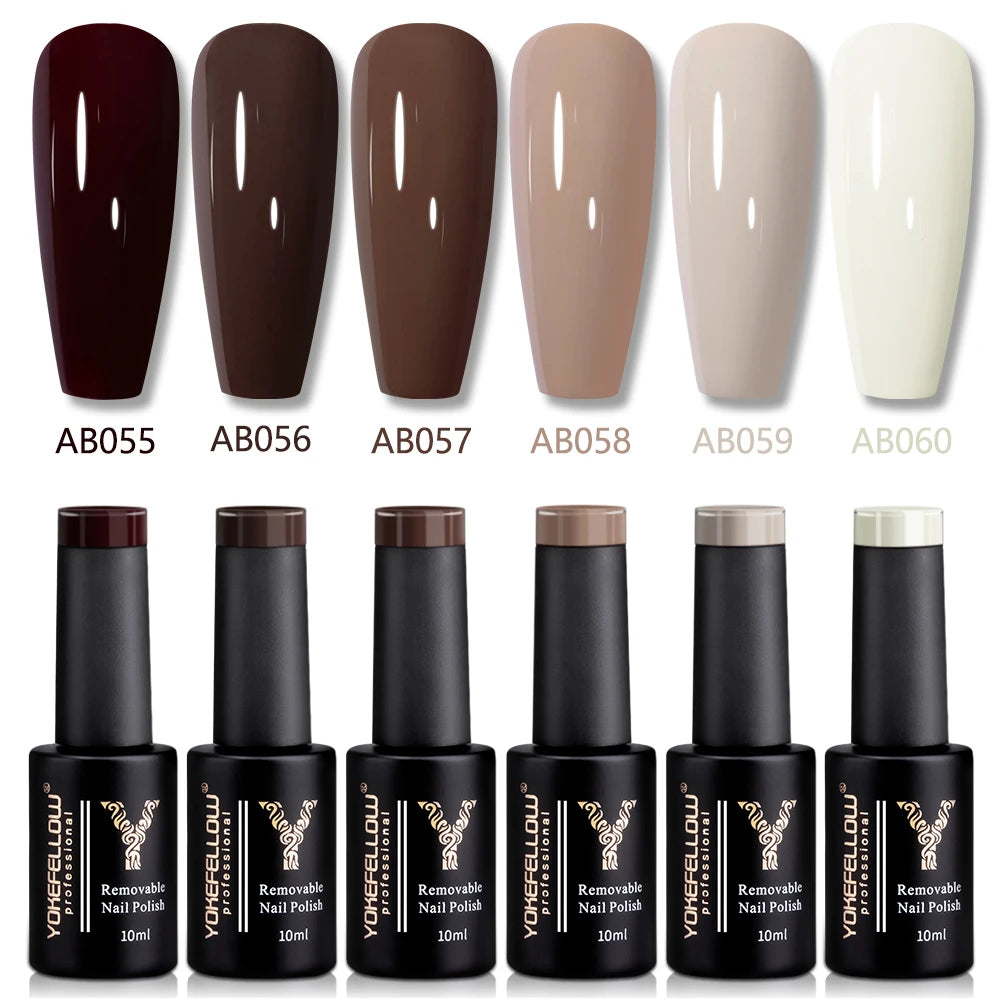YOKEFELLOW 2022 New Color 10ML Nail Gel Polish Semi Permanent Gel Varnish Base Top Coat 122 Soak Off Colors Organic Nail Varnish