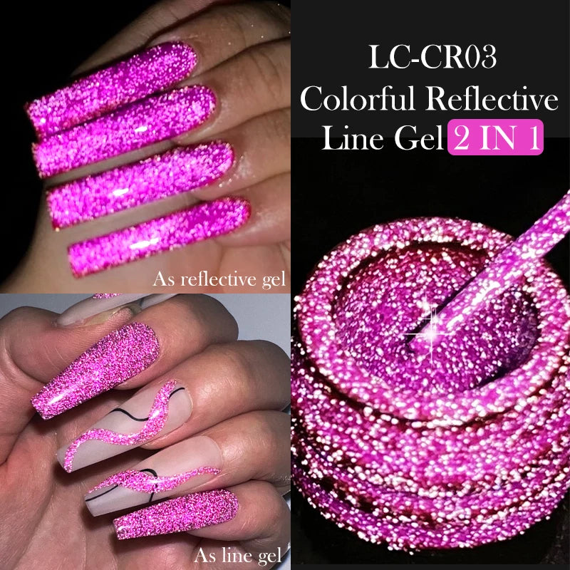 LILYCUTE 5ml Super Bright Metallic Painting Liner Gel Nail Polish UV LED Painting Gel Nail Art Drawing Stripe Pull Line UV Gel