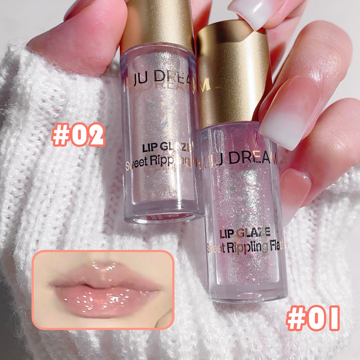 Sweet sparkling lip glaze mirror lip shine light lip gloss transparent lip gloss water gloss pure desire