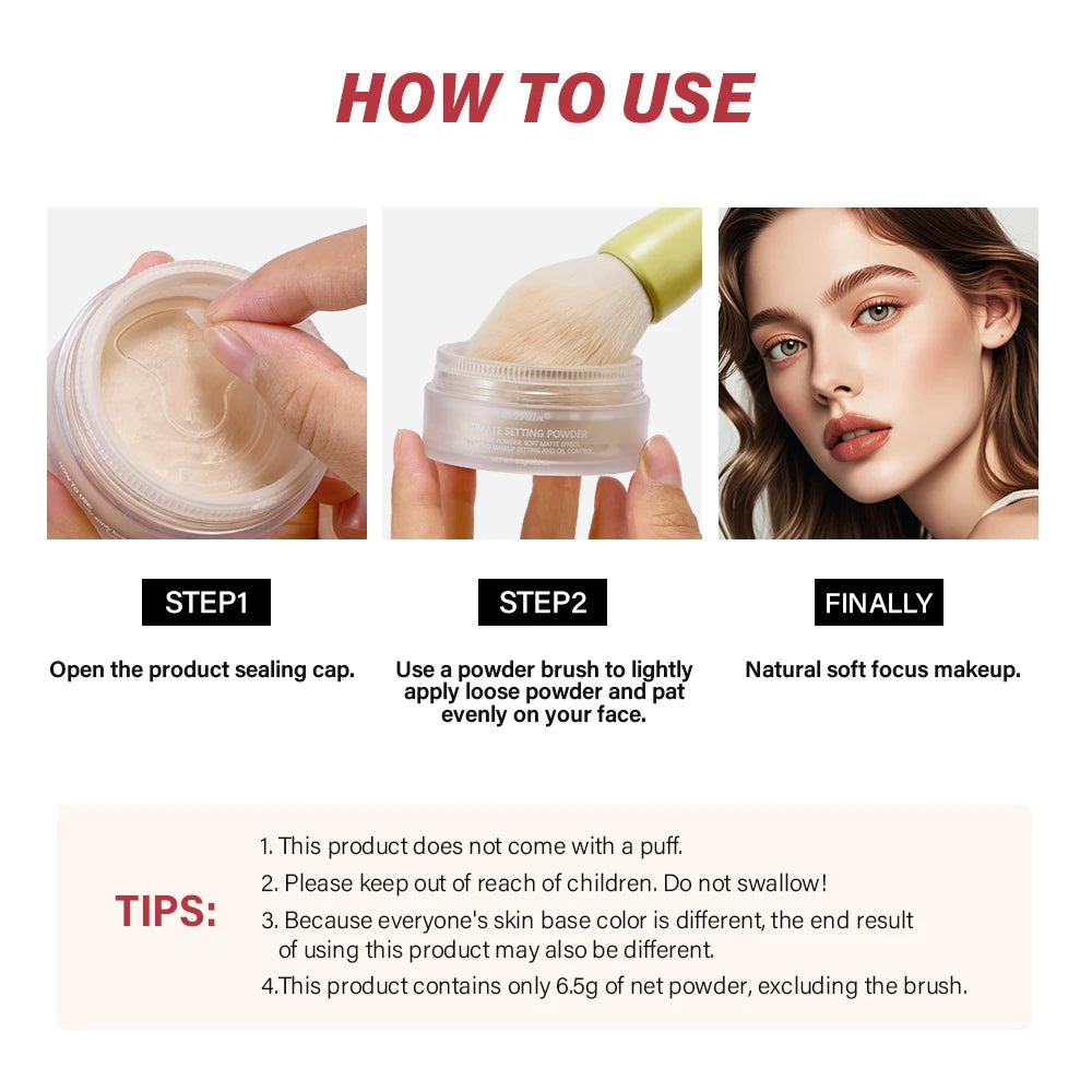 Ultimate Blurring Setting Powderlong-Lasting Setting Soft Matte Finish Oil Control and Makeup Fixation Removal Pore Modification