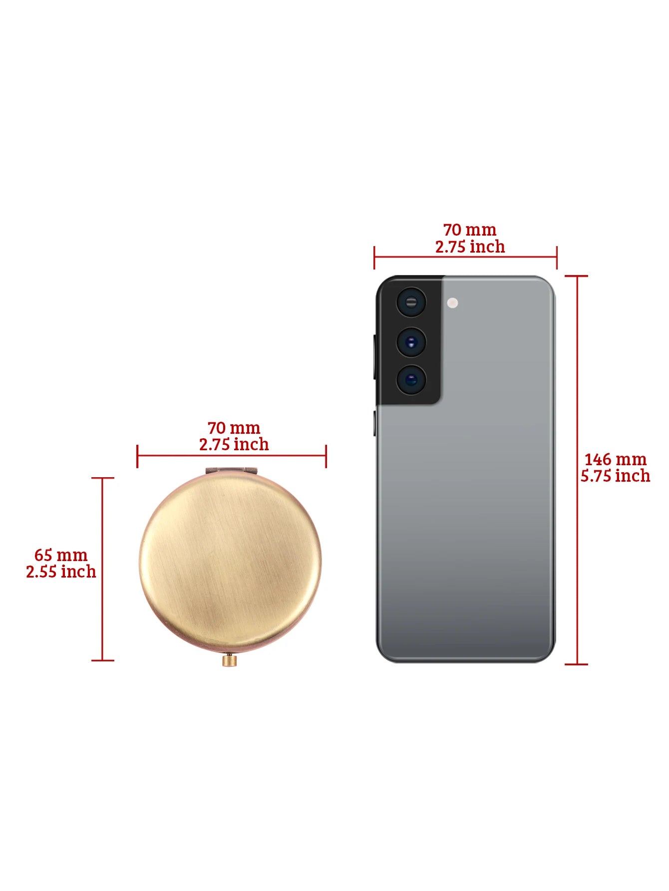 【2025 New】65 mm Round Double Sided Makeup Mirror - Portable Compact Handheld Makeup Mirror for Purse/Travel/Cosmetics