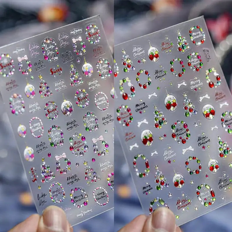 Christmas Nail Stickers Snowflake Nail Art Stickers Metal Silver Self-Adhesive Nail Decals ChristmasTree Winter Manicure Sliders