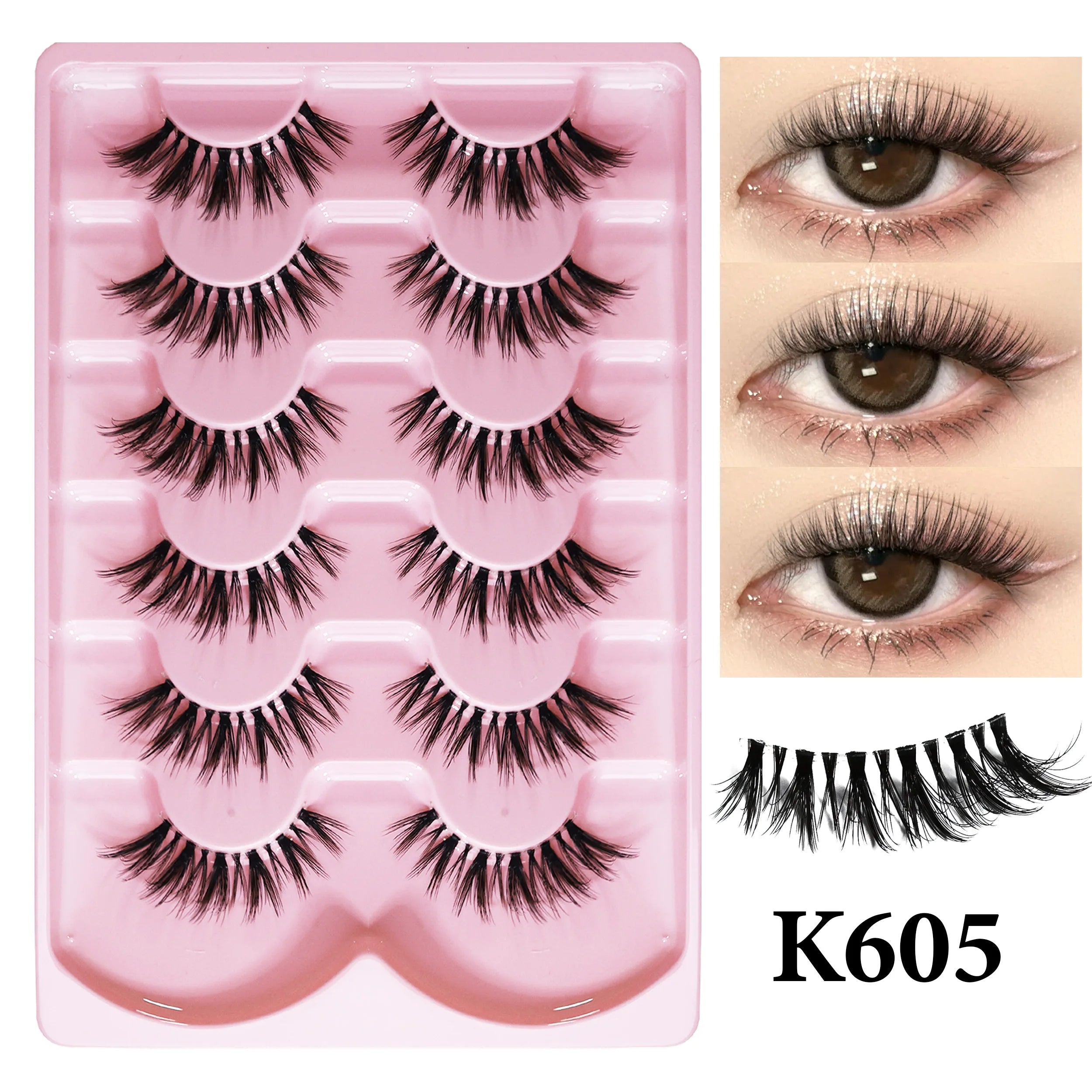MIOFIA New 5 Pairs Fake Lashes D Curl Fluffy Soft Volume Eyelash Extensions Natural Look 3D Faux Mink False Eyelashes Makeup