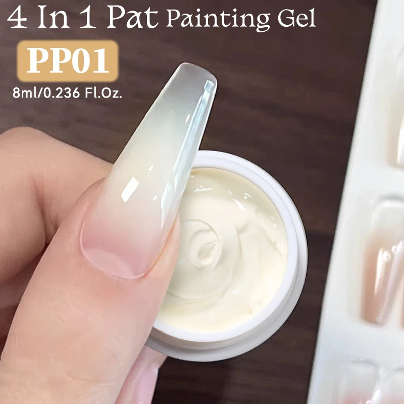 UR SUGAR 4 In 1 Pat Painting Gel Nail Nude Pink Color Painting Liner Nail Art Used For Gradient Cover Edge Nail Stamping Pattern