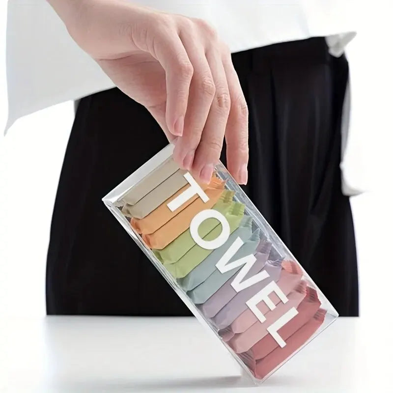 14pcs Disposable Portable Travel Towels Thickened Compressed Face Cleansing Beauty Square Washcloths for On-the-Go Hygiene
