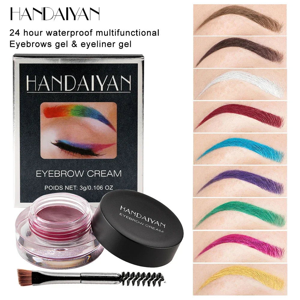 HANDAIYAN Colorful Eyebrow Cream Gel High Pigment Brows Tint Waterproof Long lasting Eye Brow Dye With Brushes Decorate Cosmetic