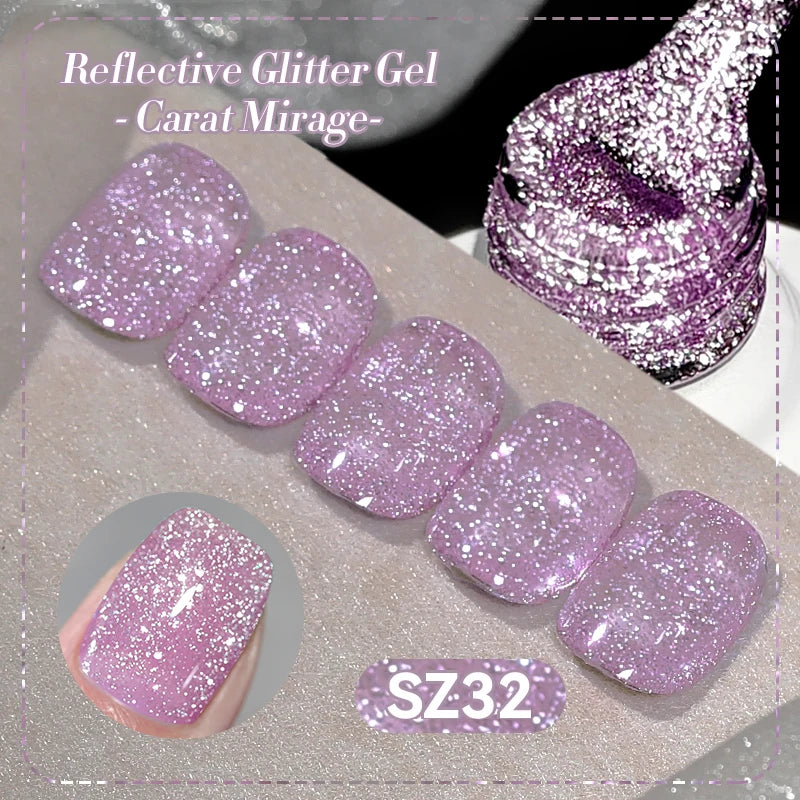 BORN PRETTY 10ml Sliver Carat Mirage Reflective Glitter Gel Nail Polish Sparkling Ultra Shine Soak Off UV Nail Art Gel Varnish