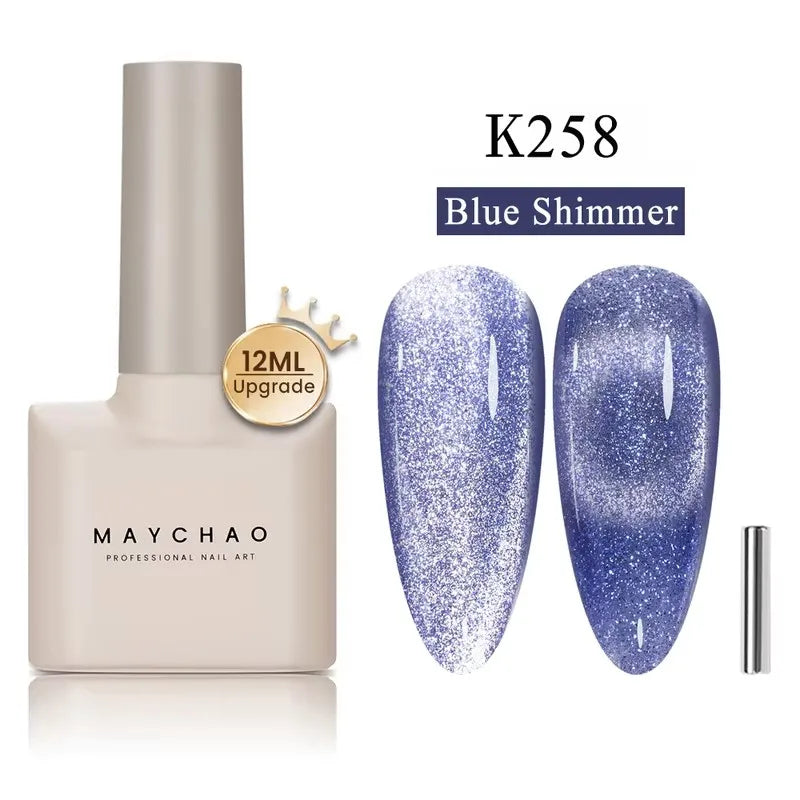 MAYCHAORomantic Galaxy Cat Eye Gel Nail Polish With Magnet Soak off UV Holographic Magnetic Rainbow Gel Polish for Nail Manicure