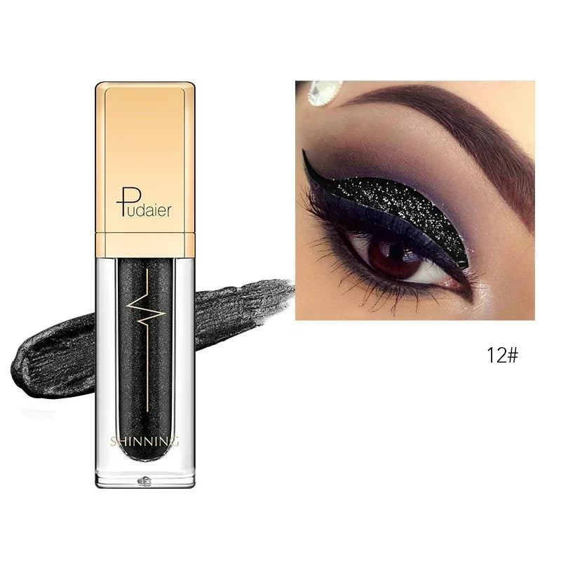 New Make Up Liquid Eyeshadow Waterproof Glitter Pigments Purple Gold Metalic Women Beauty Gel Eye Shadow Cream 18 Colors Makeup