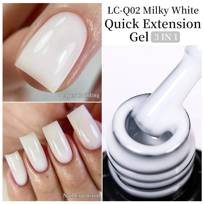 LILYCUTE 15ML Quick Extension Gel Nail Polish Milky White Clear Pink Color French Manicure Finger Prolong Nail Hard Gel Varnish