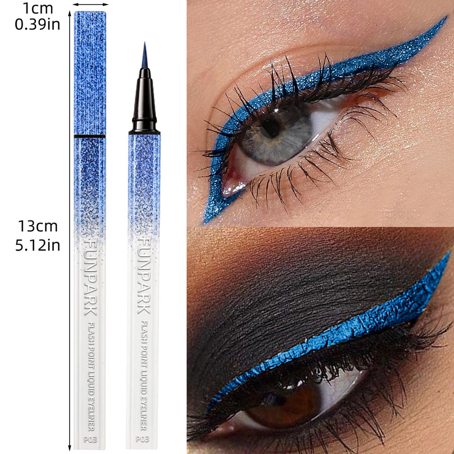 Bule Shimmer Waterproof Eyeliner Pen High-shine Liquid Eyeliner Korean Makeup Easy to Wear Cosmetics Smudge-Proof  Eye Cosmetics