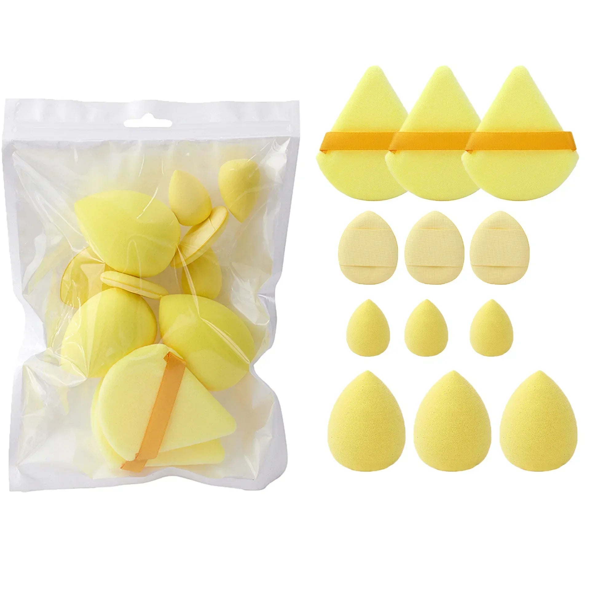 12-Piece All-Purpose Makeup Sponge Set, Made of 3 loose Powder Puffs, 3 Mini Air Cushion Puffs, 3 Beauty Eggs and 3Mini Beauty