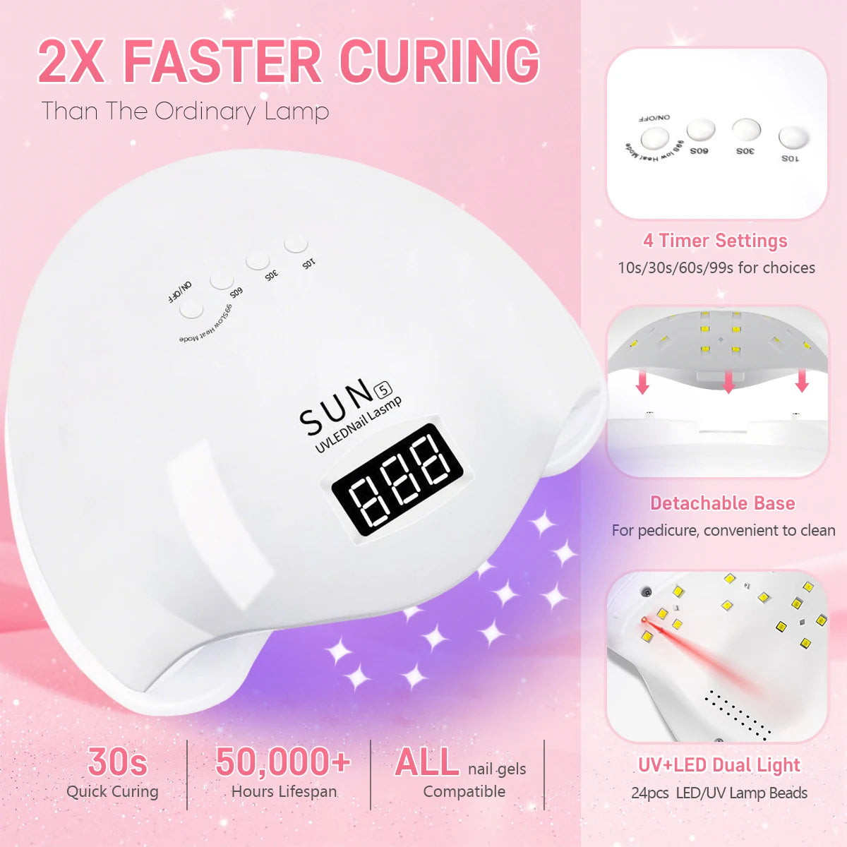 SUN5 UV LED Nail Lamp 48W Nail Dryer For Curing Gel Nail Polish With 4 Timer Automatic Sensor LCD Display Professional Nail Lamp